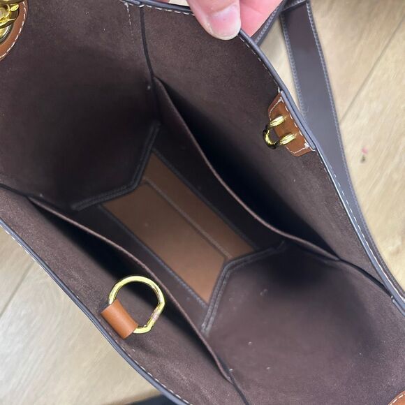 AALLYN Jordan Leather Bucket Bag -Cognac/Gold Hardware - Picture 13 of 16